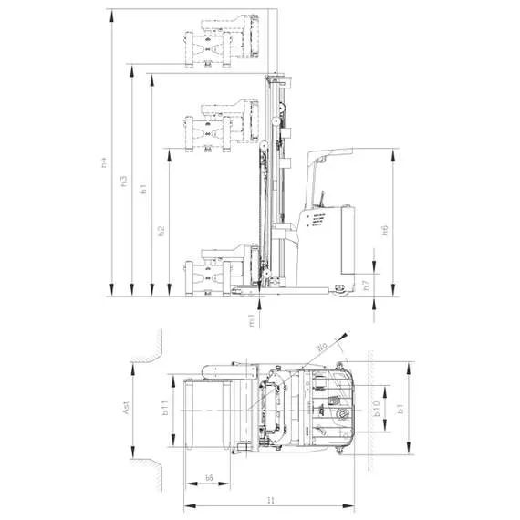 GROS (MIMA) MC15 1,5 т 4,5 м Самоходный штабелер узкопроходный с трехсторонней обработкой груза, Грузоподъемность: 1.5 тонны (1500 кг), Высота подъема вил, м.: 4.5 м, Напряжение: 48 В, Тип батареи: Кислотная, обслуживаемая купить по выгодной цене 100kwatt.ru