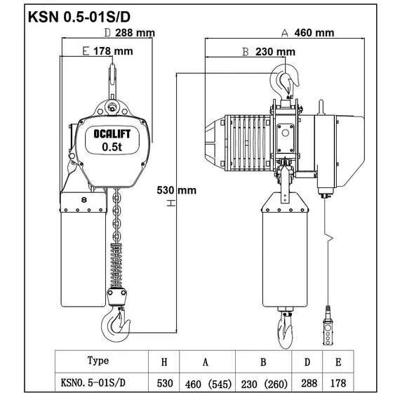 OCALIFT 005-01s 0,5т 6м 380в Таль электрическая цепная стационарная на крюке в Москве купить по выгодной цене 100kwatt.ru